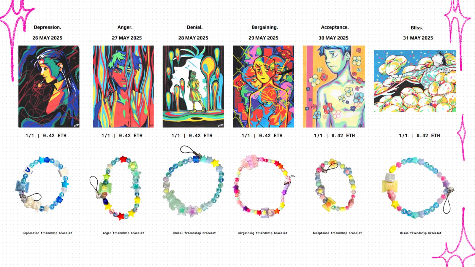 Grief art collection & friendship bracelets