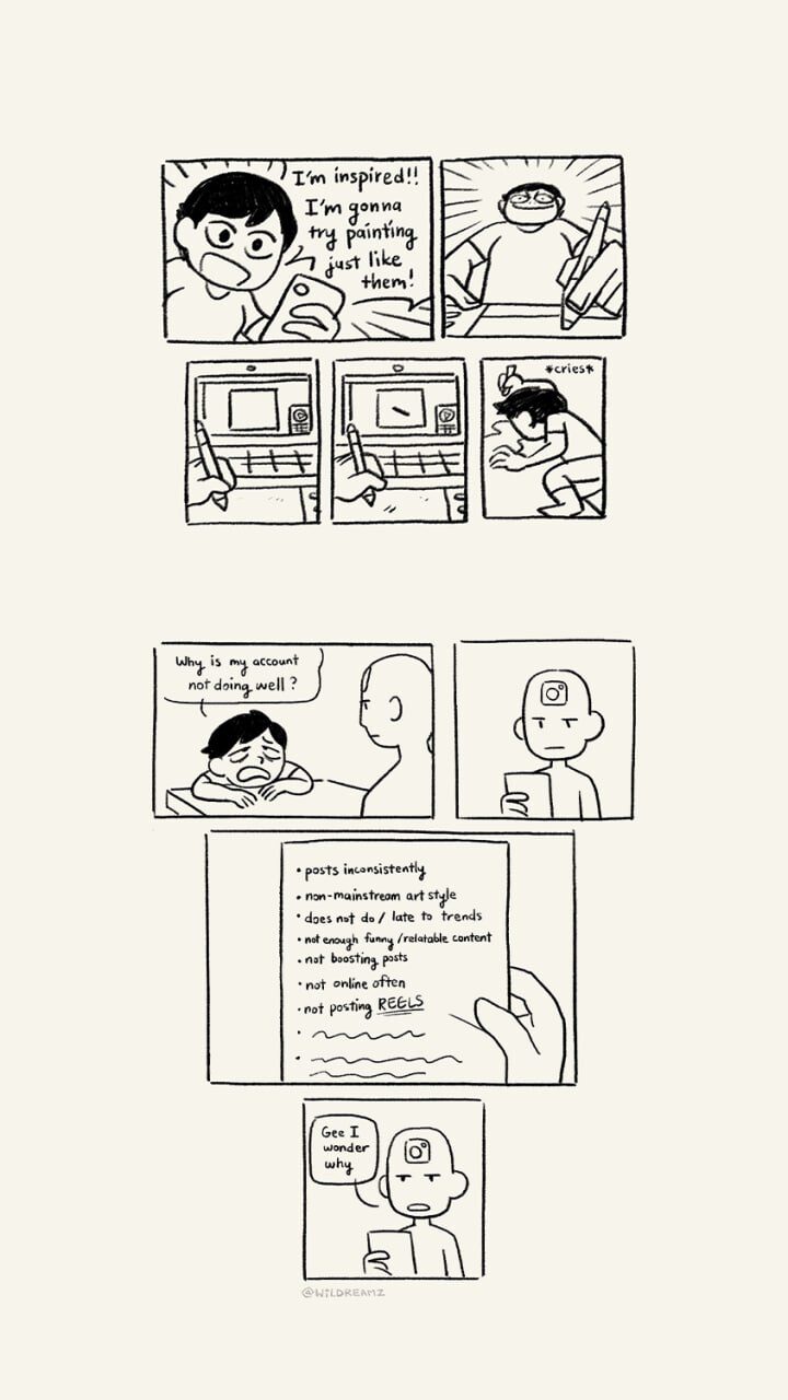 Instagram struggles - artist comic